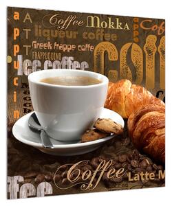 Obraz šálku kávy a croissantů (50x50 cm)