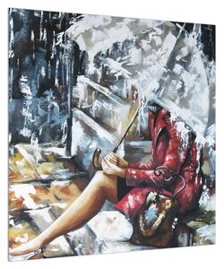 Obraz ženy pod deštníkem (50x50 cm)
