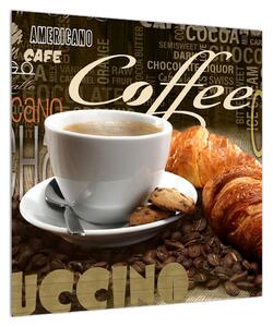Obraz kávy a croissantů (50x50 cm)