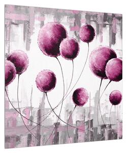 Abstraktní obraz - růžové balónky (50x50 cm)