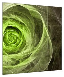 Abstraktní obraz zelené růže (50x50 cm)