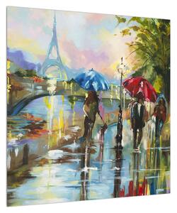 Obraz deštivého počasí a Eiffelovy věže (50x50 cm)