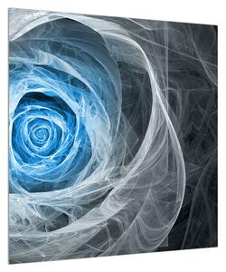 Abstraktní obraz modré růže (50x50 cm)
