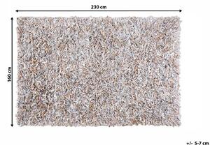Světle béžový shaggy kožený koberec 160x230 cm MUT