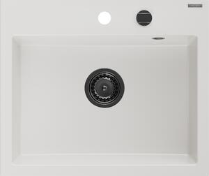 Mexen Oscar, 1-komorový granitový dřez 580x490x205 mm, bílá, 6519581000-20-B