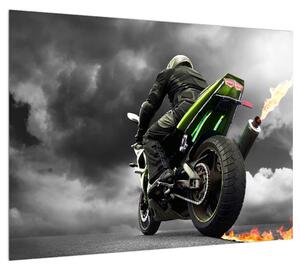 Obraz motorkáře na motorce (70x50 cm)