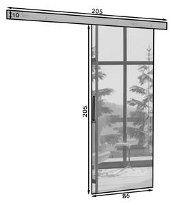 Bílé posuvné dveře se zrcadlem Baron - 86 cm s tlumeným dojezdem