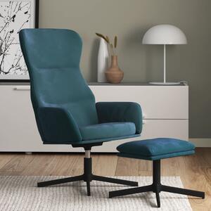 Relaxační křeslo se stoličkou modré samet