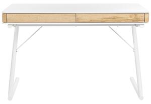 Psací stůl z dubového dřeva 120 x 60 bílý FONTANA