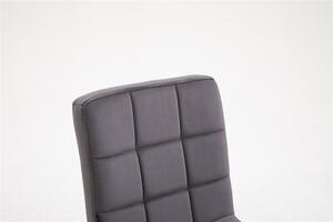 Velurová barová židle TOLEDO na černé podstavě - šedá
