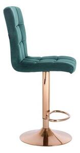 Velurová barová židle TOLEDO na zlaté podstavě - zelená