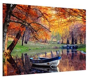 Podzimní obraz loďky (70x50 cm)