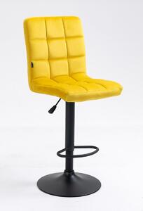 Velurová barová židle TOLEDO na černé podstavě - žlutá