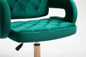 Velurová židle Stockholm na zlaté kolečkové podstavě - zelená