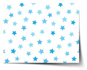 Sablio Plakát Modré hvězdy na bílé - 60x40 cm
