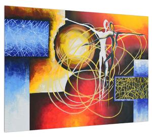 Abstraktní obraz - malba tanečníků (70x50 cm)
