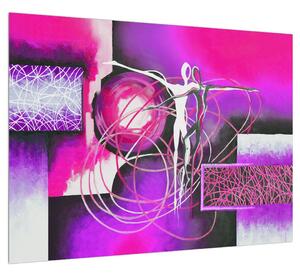 Abstraktní obraz fialových tanečníků (70x50 cm)