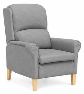 Křeslo relaxační, odpočinkové, ušák, dřevo/textil, 101x95x75 cm, přírodní/světle šedá, Dekorino KR20260034