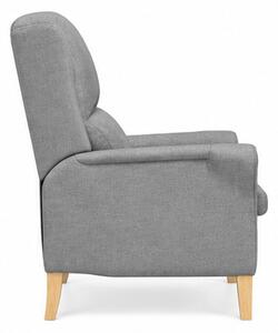 Křeslo relaxační, odpočinkové, ušák, dřevo/textil, 101x95x75 cm, přírodní/světle šedá, Dekorino KR20260034