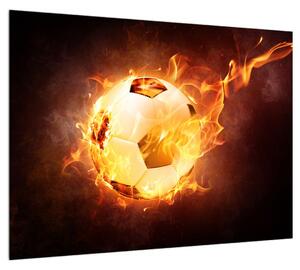 Obraz fotbalového míče v ohni (70x50 cm)