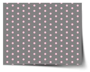 Sablio Plakát Růžové puntíky na šedé - 60x40 cm