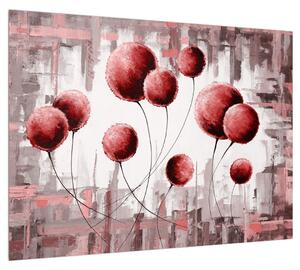 Abstraktní obraz - červené balónky (70x50 cm)