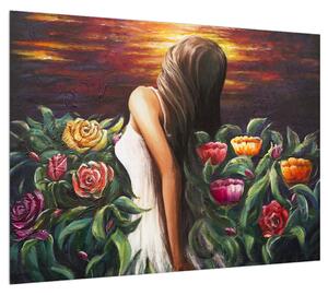 Obraz ženy a květin (70x50 cm)