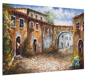 Obraz malované středomořské uličky (70x50 cm)