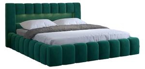 Manželská postel 160 cm Luxa (tmavě zelená) (s roštem, úl. prostorem a LED). 1041562