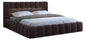 Manželská postel 140 cm Luxa (tmavě hnědá) (s roštem, úl. prostorem a LED). Vlastní profesionální přeprava až k Vám domů 1041552