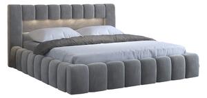 Manželská postel 140 cm Luxa (šedá) (s roštem, úl. prostorem a LED). Vlastní profesionální přeprava až k Vám domů 1041558