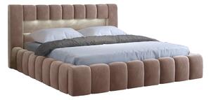 Manželská postel 160 cm Luxa (světlohnědá) (s roštem, úl. prostorem a LED). 1041560