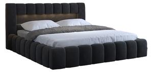 Manželská postel 160 cm Luxa (antracit) (s roštem, úl. prostorem a LED). 1041568