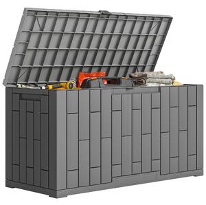 Outsunny venkovní úložný box 227 l, vodě a UV odolný pryskyřicový box s možností uzamčení pro zahradu, terasu, 106,5 x 43 x 54,5 cm | Aosom