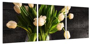 Obraz tulipánů ve váze (90x30 cm)