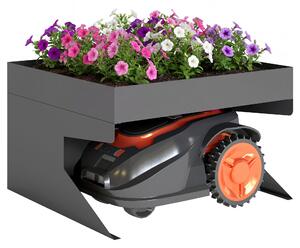 Outsunny garáž pro robotickou sekačku s truhlíkem — pozinkovaná ocel, 75 × 70 × 46 cm | Aosom