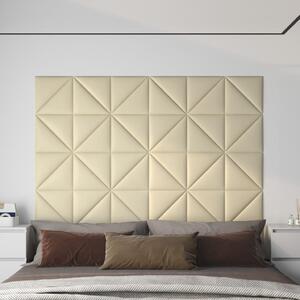 Nástěnné panely 12 ks krémové 30 x 30 cm umělá kůže 0,54 m²