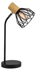 TEMPO Stolní lampa, černá, kov/dřevo, TREX TYP 1