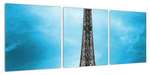 Obraz Eiffelovy věže a modrého auta (90x30 cm)