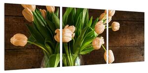 Obraz tulipánů ve váze (90x30 cm)