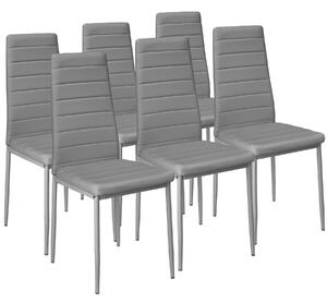 Tectake 401851 6 jídelních židlí, syntetická kůže - šedá
