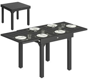 Outsunny rozkládací zahradní jídelní stůl, 80–160 cm, lamelový hliníkový povrch, nosnost 70 kg, 4–6 osob, černý | Aosom