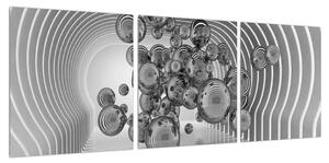 Abstraktní černobílý obraz - bubliny (90x30 cm)