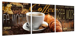 Obraz kávy a croissantů (90x30 cm)