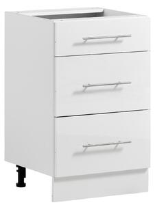VEVOR Podstavní skříňka 500x475x815 mm (ŠxHxV), kuchyňská spodní skříňka z překližky, bílá, vhodná do prádelny a koupelny, bez pracovní desky, ve stylu Shaker, se 3 zásuvkami, systémem jemného zavírání a povrchovou úpravou 3M