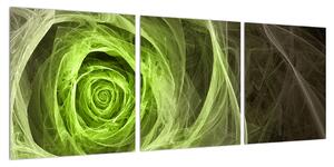 Abstraktní obraz zelené růže (90x30 cm)