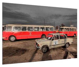 Obraz historických vozidel (90x60 cm)