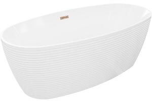 Mexen Lira, volně stojící vana, vzor, ​​170 × 80 cm, bílá lesklá, růžové zlato přepad, 52831708000-60