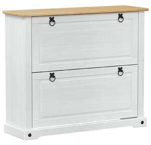 Skříň na obuv Corona Bílá 99 x 32 x 85 cm Masivní borové dřevo