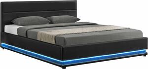 Tempo Kondela Čalouněná postel BIRGET NEW 160x200, s úložným prostorem a LED osvětlením, černá